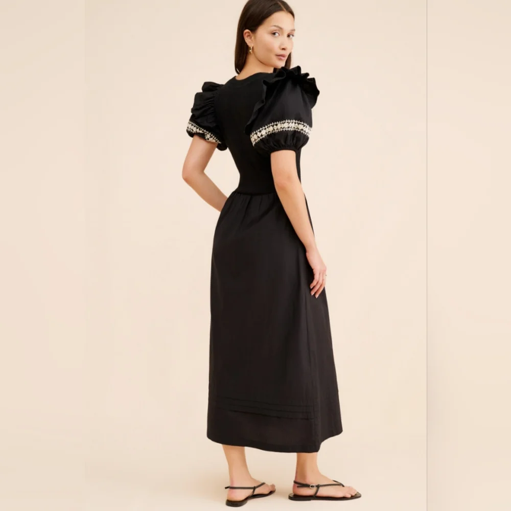 Cleobella Selman Organic Cotton Black Modi Dress Size M - Picture 2 of 13